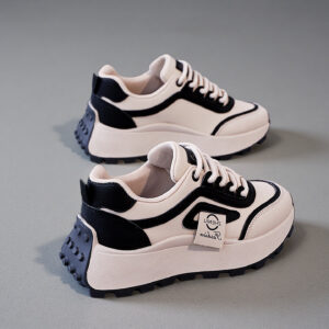 Women's Spring Leather Running增高 Sneakers with Thick Soles for Students and Sports AM1097