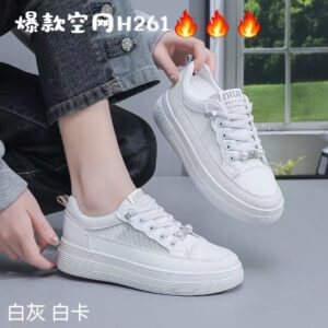 2026 Summer Women's Low-Top Sneakers with Thick Mesh Soles for Height Increase, Sports Shoes, Casual Shoes for Girls, Size H261
