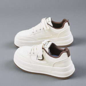 2026 Spring Thick-Soled Anti-Slip Tied White Women's Shoes-Autumn/Winter Versatile Loose-Fit Casual Shoes (Model: Q8993)
