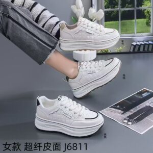 2026 Spring Thick-Soled增高 Casual White Women's Sports Shoes (Large Size) J6811