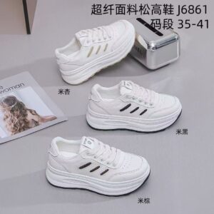 2026 Spring Thick-Soled增高 Casual White Women's Sports Shoes (Large Size) J6861