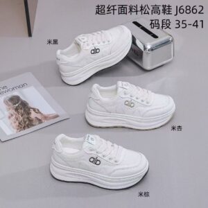 2026 Spring Thick-Soled增高 Casual White Women's Sports Shoes (Large Size) J6862