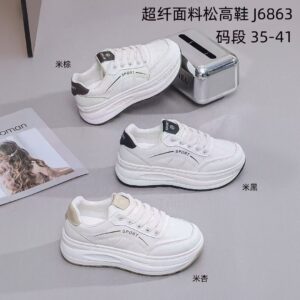 2026 Spring Thick-Soled增高 Casual White Women's Sports Shoes (Large Size) J6863