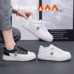 Spring/Summer Women's增高 White Shoes-Student-Friendly Korean-Style Thick-Soled Sports Casual Board Shoes (Size H215)