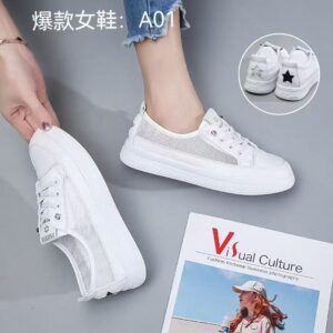 2026 Summer New Breathable Student Flat-Soled Board Shoes with镂空 Design for Women-Casual Board Shoes A01
