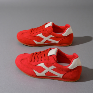 Red DeXun Women's 2026 New High-Heel Sports Shoes, Low-Top Casual Board Shoes, Agan Shoes BD606