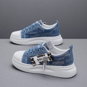 Women's canvas shoes for spring/summer 2026: breathable, thick-soled, side-zipper casual shoes; denim sporty white canvas shoes – Model C28