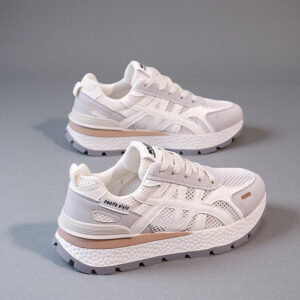 Thick-soled, elevated leather-uppers women's shoes – versatile and versatile; Agan shoes for the summer of 2026; mesh sports and casual dad shoes – model AD5202-1
