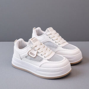Women's breathable mesh sneakers – lightweight, white, versatile summer shoes for 2026; perfect for sports, students, or casual wear. Model: Q8995