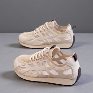 Agan Women's 2026 Summer New Collection: Breathable Single-Web Casual Sports White Sneakers – Q3525