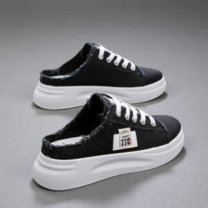 Spring/Summer new women's footwear collections: large sizes, half-heel slip-on shoes, student shoes, casual white shoes, low-top round-top canvas shoes – C27