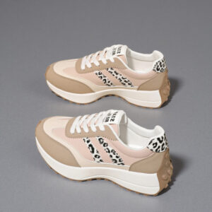 Leopard print, large size, slim waist, dad shoes for women – the 2026 spring/autumn new collection features color-blocked thick-soled casual sporty shoes in the "Agan" style (model H316).