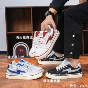 V007 Lightning Board Shoes – Men's Band-Laced Casual Shoes; Star-Studded Couple Board Shoes; Sports Shoes; Student Canvas Shoes V006