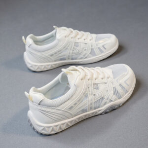 2026 Summer Women's Flat-Soled Training Shoes: Breathable Mesh White Sports Shoes with Versatile Soft Sole for Casual Wear – Model K6809