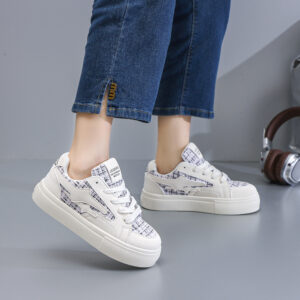 Women's White Shoes – Spring/Summer 2026: Thick-soled, versatile canvas shoes; checkered shoes; casual sneakers; sports shoes – Model M206