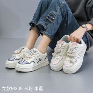 Women's White Shoes – Spring/Summer 2026: Thick-soled, versatile canvas shoes; checkered shoes; casual sneakers; sports shoes – Model M208