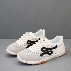 women's flat-bottomed, large-mesh DeXun sneakers for summer 2026 – breathable, Agan-style white running and sports shoes, model K6808